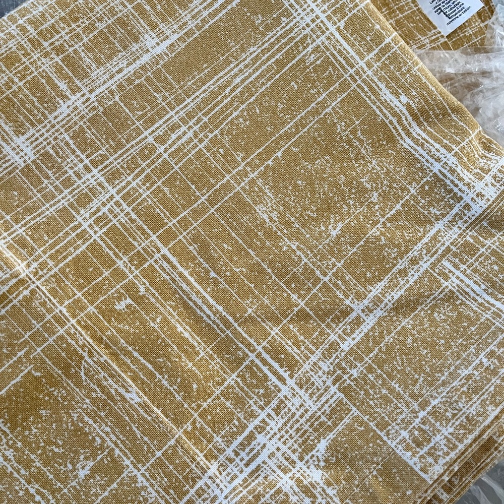 West Elm 48x84” panels, set of 4. Crosshatch mustard / ochre color.